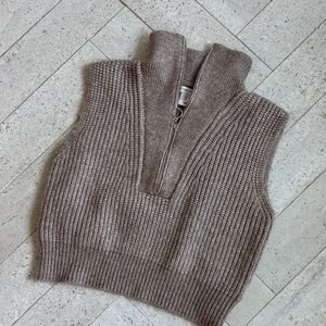 Sincerely Jules Taupe Knit Turtleneck Vest